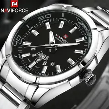 NAVIFORCE Марка Мужчины Часы бизнес Кварцевые 30 М водонепроницаемые часы мужская нержавеющей стали ремешок авто дата наручные часы relojes