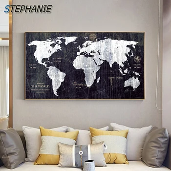 Preise Moderne Poster Drucken Tableaux Große Wand Kunst Bild Abstrakte Welt Karte Leinwand Malerei Für Wohnzimmer Cuadros Salon Decoracion