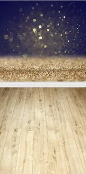 

Gold Color Bokeh Wood Floor Backgrounds Vinyl cloth High quality High quality Computer printed wedding backdrop