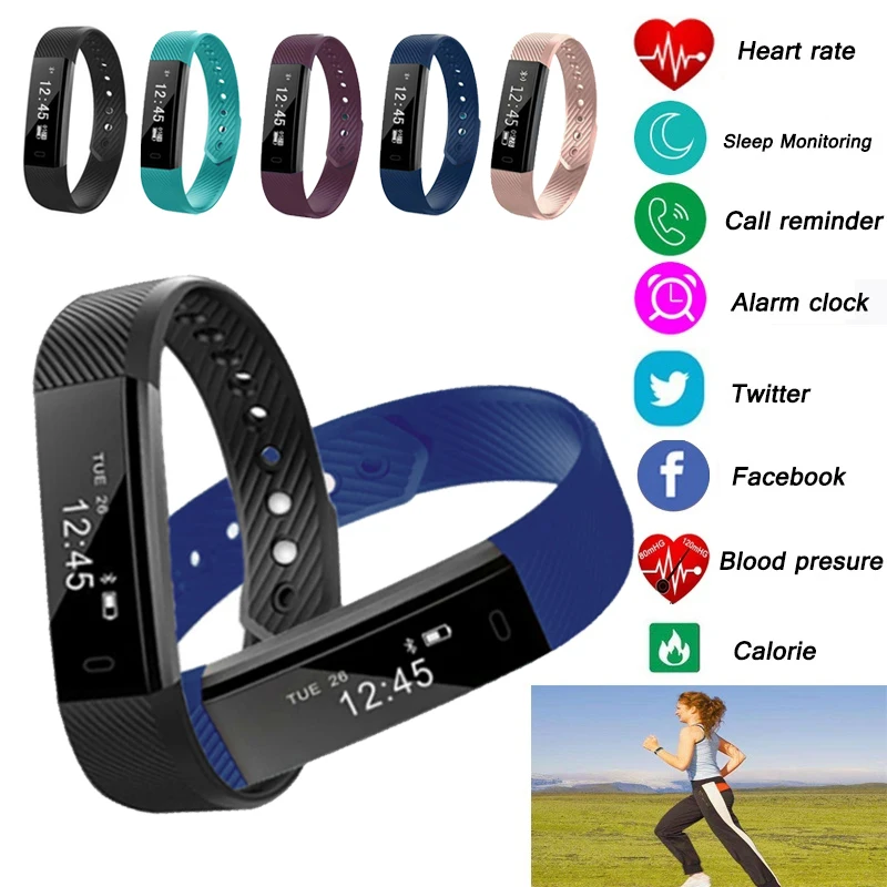 

Bluetooth Smart Bracelet Smart Wristband Fitness Tracker Step Counter Pedometer Smartband Sports Bracelet Band For Android iOS