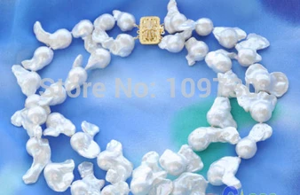 

Jewelr 004053 2row WHITE KESHI BAROQUE REBORN PEARL NECKLACE
