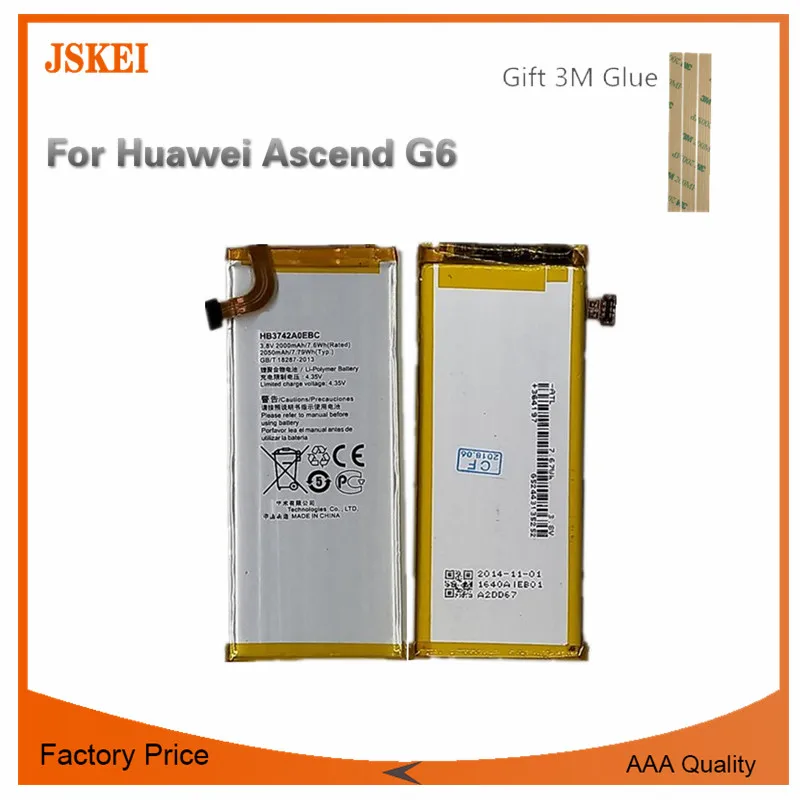 

Real Capacity 2000mAh For Huawei Ascend G6 G620 G621 G630 Replacement Mobile Phone Lithium Polymer Batteries 100% Tested