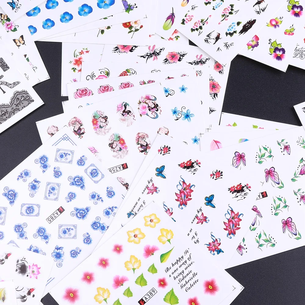 50 листов наклейки для ногтей Животные наклейки для ногтей Водные Наклейки цветочный дизайн Обертывания для ногтей переводная Фольга для ногтей украшения