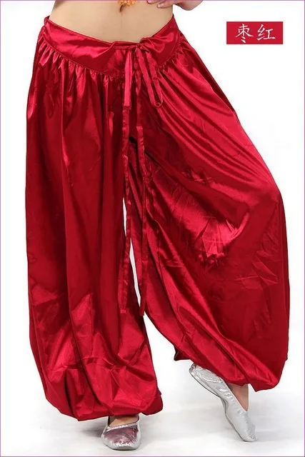 Танцевальная одежда танец живота брюки атласные штаны Профессиональный танец живота брюки штаны для йоги Танцы для Для женщин Tribe брюки# K00062 - Цвет: CLARET
