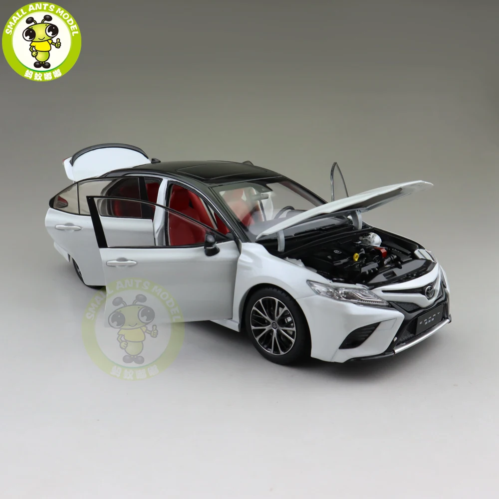 Новинка 1/18, Спортивная модель автомобиля Camry 8-го поколения, игрушки для детей, коллекция подарков, белый с черным верхом