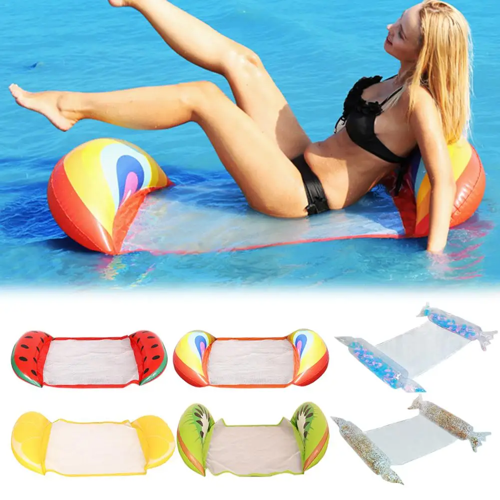 

Inflatable Pool Chair Swimming Pool Float Swimming Ring Hammock 6 Color Inflatable Bed Living Room For Swimming