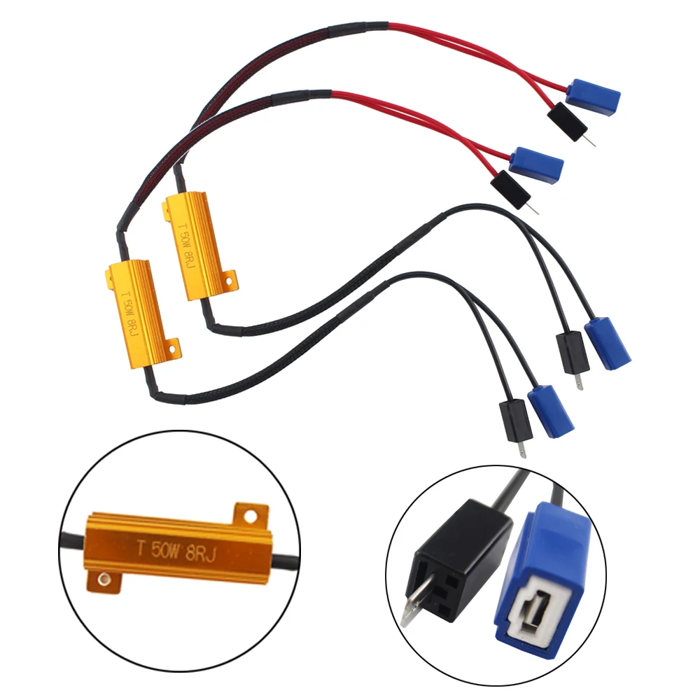 2PCS H1 H3 50W 8Ohm Motorcycle Headlight Load Resistor Prevent