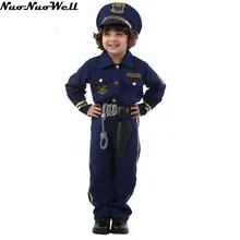 Вечерние костюмы на Хэллоуин темно-синего цвета для косплея супер полицейский Детские костюмы для косплея нарядное платье для мальчика с реквизитами