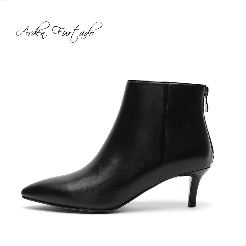 

Fashion women's shoes winter 2019 pointed toe stilettos heels 5cm short boots zipper sexy elegant ladies boots concise red boots