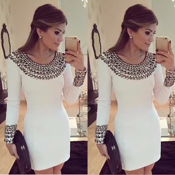 

Wholesale Autumn And Winter new dress White long sleeve Begrlar Leisure Celebrity boutique party bandage Dress(H2592)