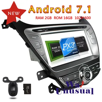 

WANUSUAL 8" Quad Core 16G 2G RAM Android 7.1 Car Video Player for Hyundai Elantra 2014 GPS Navigation with BT WIFI 1024*600 Maps