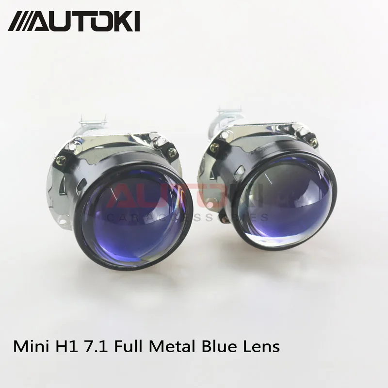 Автомобильный Стайлинг AUTOKI, мини 2,5 дюйма, HID Bi xenon, фара, проектор, синие линзы, Модифицированная, сделай сам, H7, H4, фары, линзы, использование ламп H1 - Цвет: HD Blue Lens only