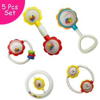 

Baby Toys Plastic Hand Jingle Shaking Bell Lovely Hand Shake Bell Ring 5PCS Baby Rattles Toys Newborn 0-12 Months Rustling Toys
