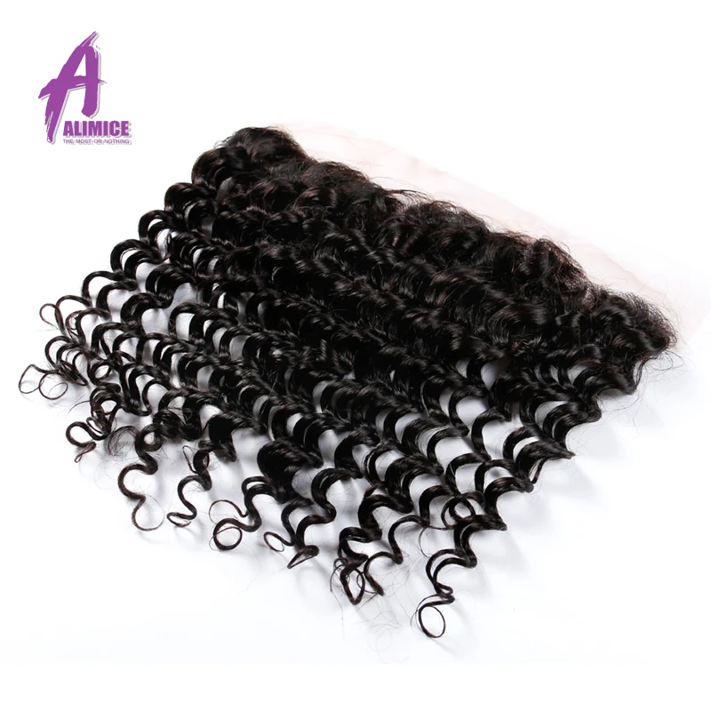 ALIMICE Hair Brazilian Deep Wave Human Hair 3 Bundles With Ear to Ear Closure Deep Curly 13x4 Lace Frontal Closure With Bundles  (22)