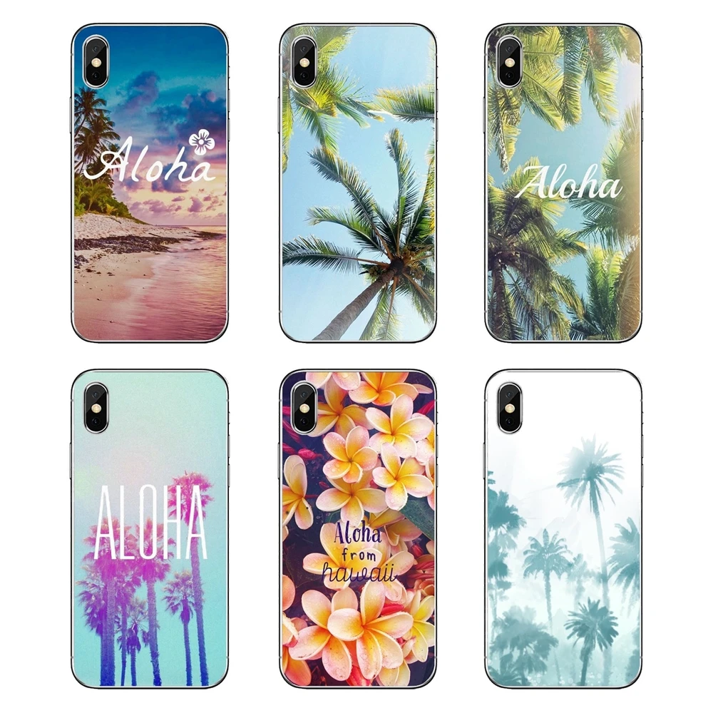 Soft Transparent Shell Covers For Motorola Moto X4 E4 E5 G5 G5S G6 Z Z3 G3 C Play Plus Aloha Palm Trees |
