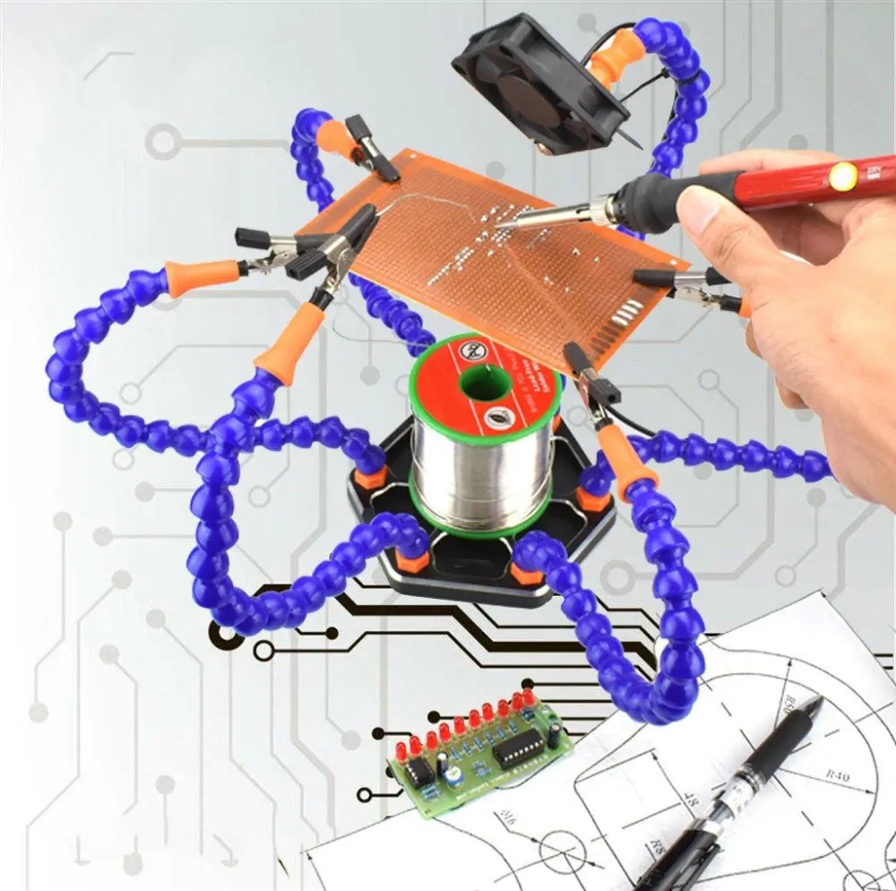 Многофункциональный инструмент для пайки рук с 6 гибкими рукоятками для печатной платы, паяльная сборка, ремонтная станция