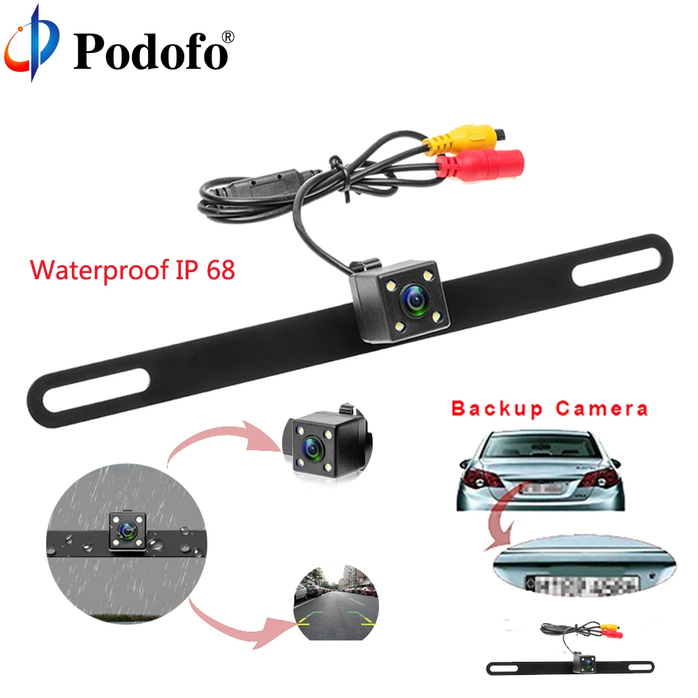 Kopen Podofo Waterdichte Auto Achteruitrijcamera Reverse Backup Camera Groothoek Anti fog Gratis Opening Nummerplaat Frame Parking Camera
