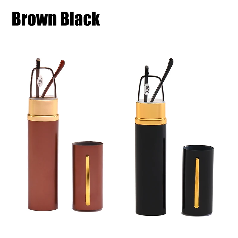 SOOLALA бренд мини складной оправа для очков для чтения, сплав Портативный контейнер пресбиопии+ 1,0 1,5 2,0 2,5 3,0 3,5 диоптрий - Цвет оправы: 2 Mixed Brown Black