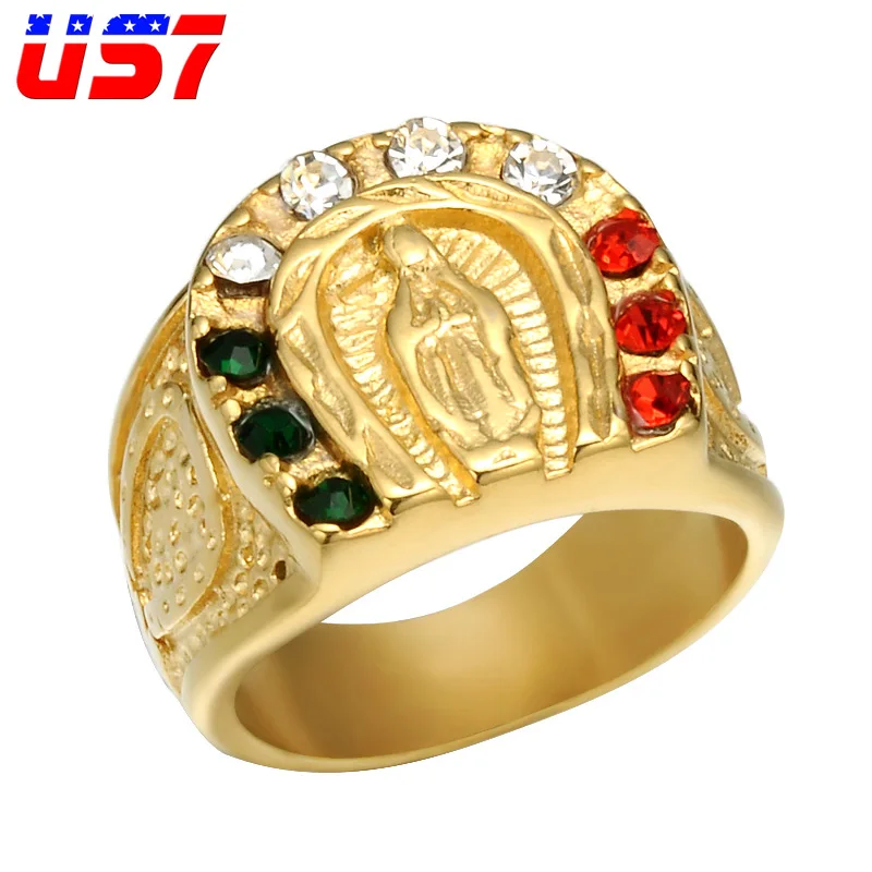 US7 Religious Stainless Steel Virgin Mary Rings For Women Engagement