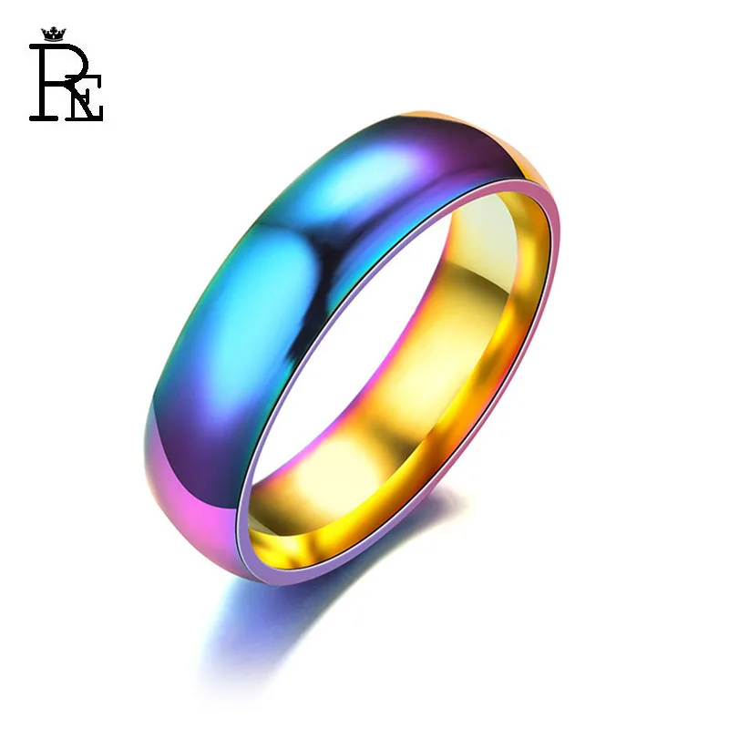 

RE 316L Stainless Steel Rings For Men Women Colorful 6mm