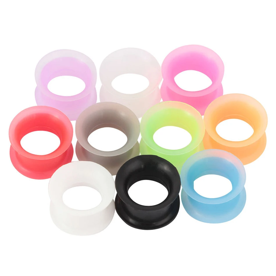 10Pairs Silicone Thin Flexible Ear Plugs Tunnels Gauges Cartilage Piercings Earring Body Jewelry Skin Soft Plugs Mince Tunnels