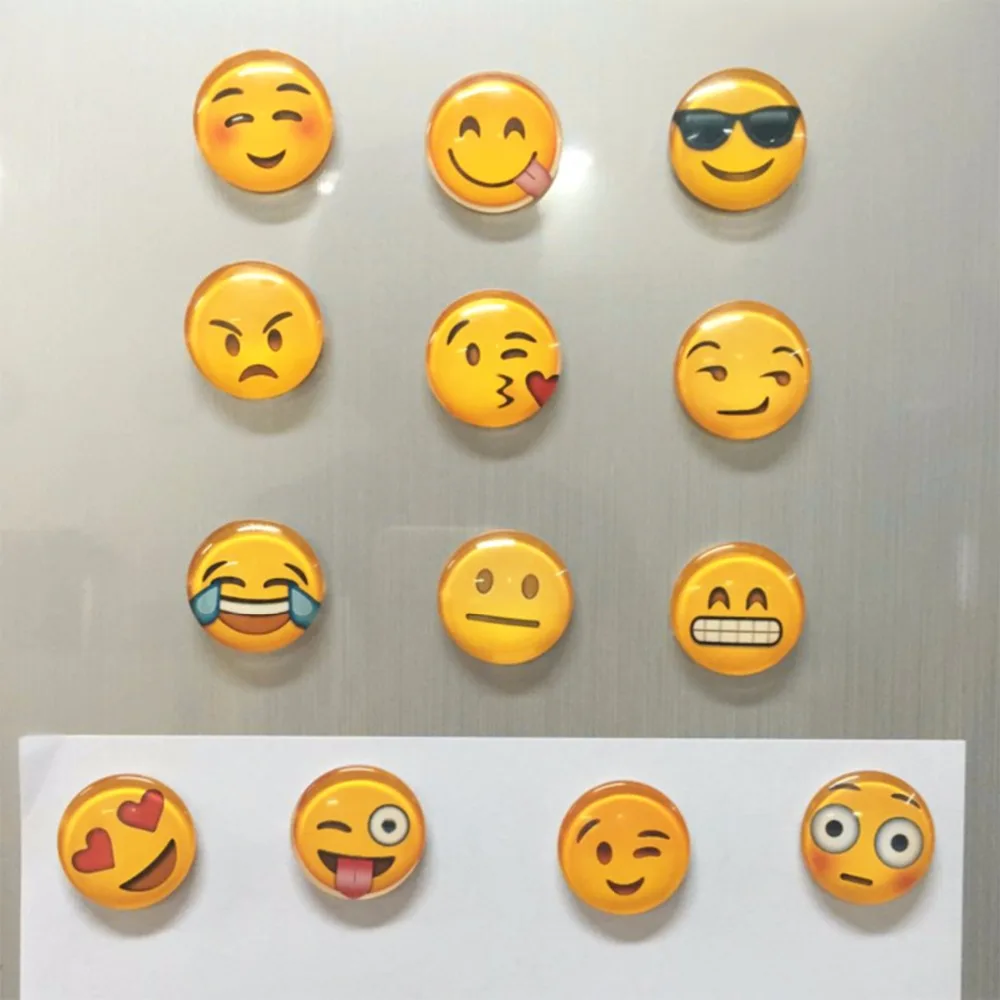 1 pcs Cute Round Cartoon Smile Emoji Face Refrigerator Sticker Fridge Magnet Toy 13 kinds to choose Glass Fridge Magnet
