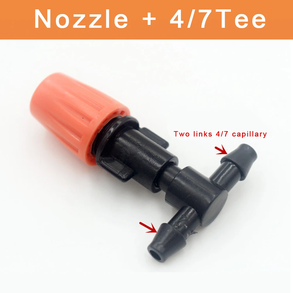 50pcsMicro Spray Adjustable Flow Irrigation Drippers Garden Sprinkler with 3 Tee Irrigation Misting Drip Kit