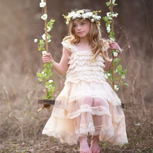 Posh Flower Girl Dress-Children Girl Party Dress-Girl Peagant Lace Dress