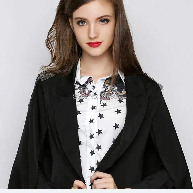 Подиумные блейзеры, осенняя куртка, Женская белая черная накидка, Блейзер, Женское пальто с бисером, Femme Femenino, женский костюм, куртка, пальто 8300416