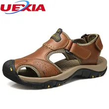 New Fashion Luxury Full Grain Leather Men Sandals Handmade Men Shoes Summer Soft Leather Shoes Top Quality Flats Beach Sandals