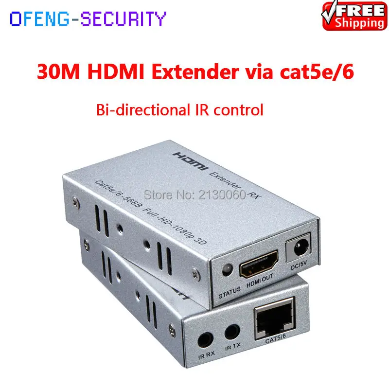 30 м HDMI удлинитель один через cat5e/6, с двунаправленной Поддержка 3D, 1080 P кабелей до 30 м