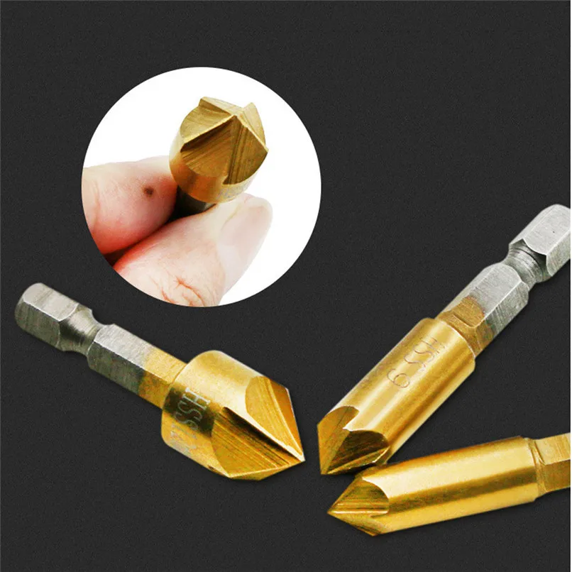 3 pcs Flute Countersink Drill Bit Set Counter 6-19mm Sink Chamfer Cutter Power tool accessories #2h15 (9)
