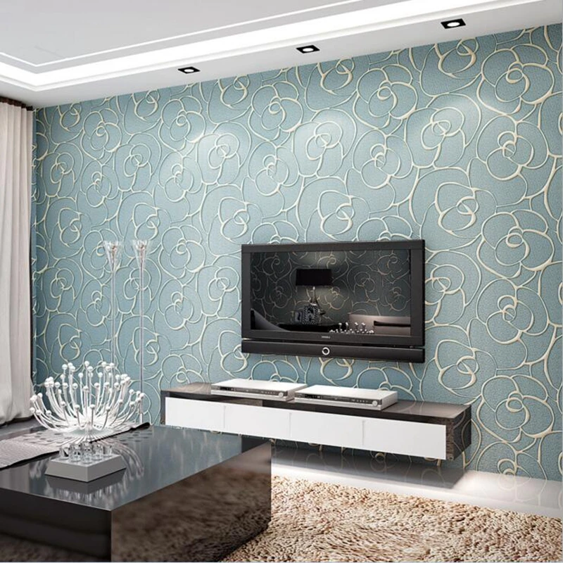 European Style Embossed Wallpapers Living Room