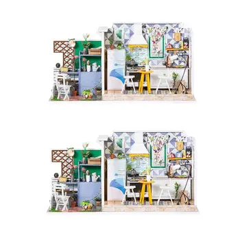 

Wooden Toy DIY Dollhouse Miniature House Furniture Puzzle Assemble Model