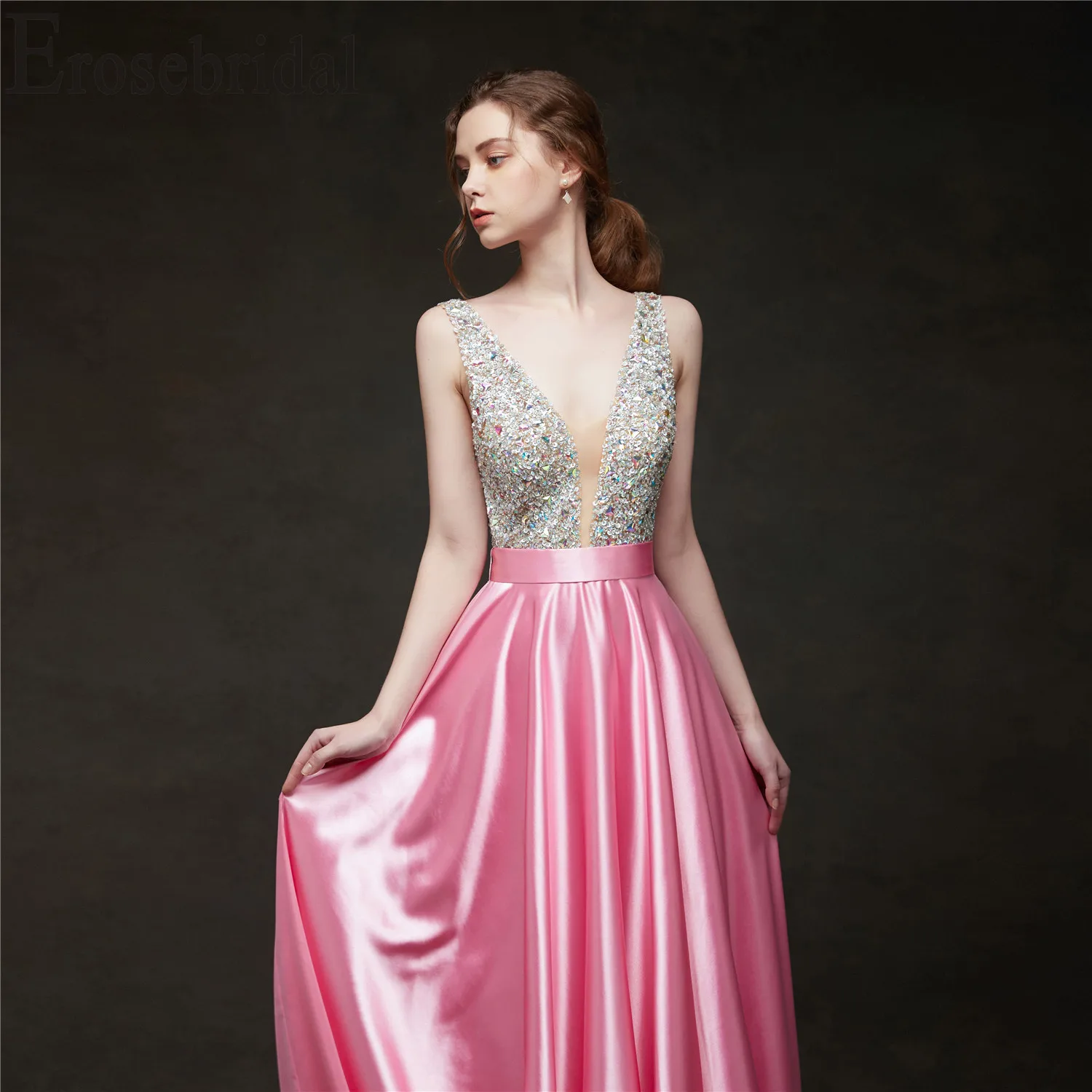 Erosebridal 2019 Evening Dress Long Party Dress Elegant Formal Dresses Evening Gown for Women Pink/Red/Black/Blue/Green/Yellow