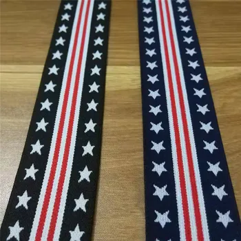 

Elastic Webbing 4cm Width American style Spandex Polyester Webbing Pentagram Red strip Design Spandex Webbing wholesale 40yards