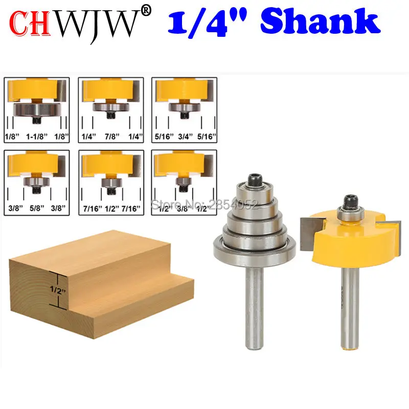 Rabbet фреза с 6 набор подшипников-1/" H-1/4" хвостовик деревообрабатывающий режущий шип резак для деревообрабатывающих инструментов