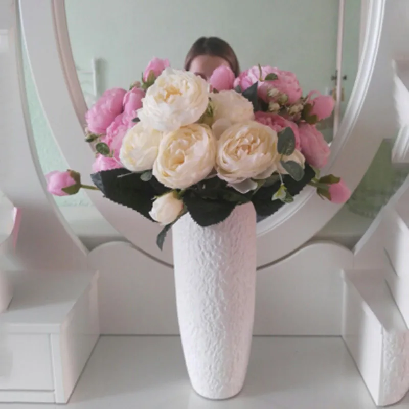 Artificial Flowers Silk Rose Peony Artificial Flowers Bouquet for Wedding Party Home Decoration Fake Flowers A49B25