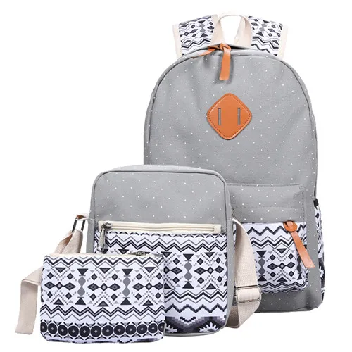 3 шт. осенне-зимний женский набор рюкзаков холщовая печать школьная сумка для подростков девочек школьные сумки рюкзаки mochila feminin - Цвет: gray3