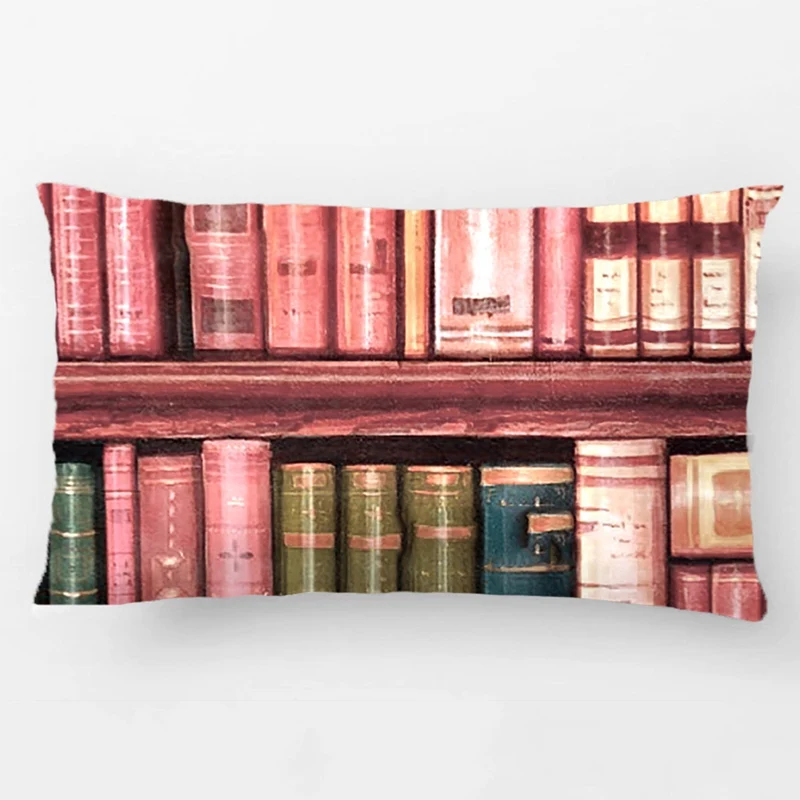 Old Books Antique Library Bookshelf Throw Cushion Wedding Decorative