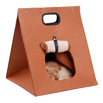 

Pet Cat Bed Multi-functional Portable Felt pet bed Washable Collapsible outdoor pet bag Breathable mesh four seasons available
