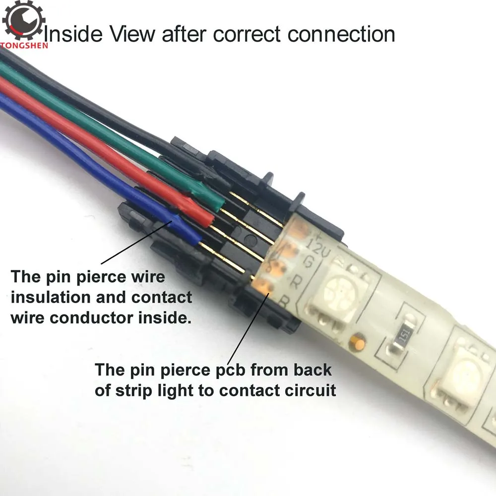 3 шт. 2pin 3pin 4pin 5pin Светодиодные ленты разъема 10 мм 12 мм IP65 для одного RGB/RGBW 3528 5050 Светодиодные ленты для проводного подключения