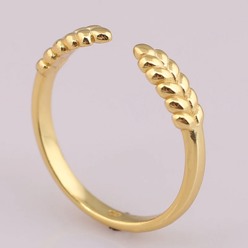 

925 Sterling Silver Golden Shine Open Grains Wheat Rings For Women Wedding Party Gift Fine European Jewelry