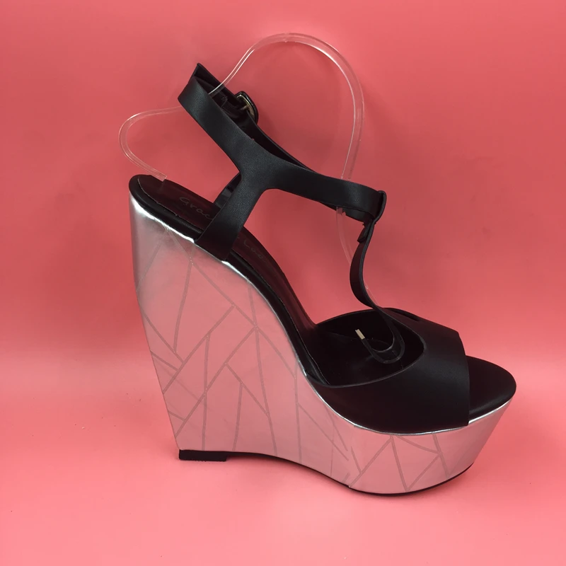 Black Women Wedge Heels Open Toe Women Sandals Straps Wrapped High Heels Ladies Shoes Platform Open Toe OL Sandal Summer Style