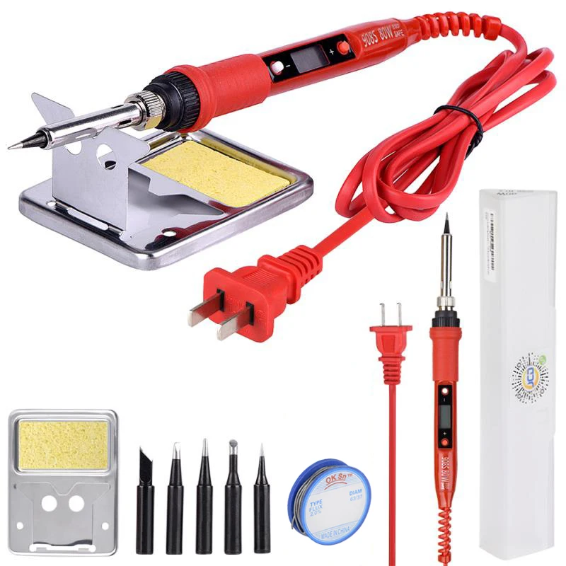 

JCD Electric LCD Soldering Iron 220V 110V 80W Adjustable Temperature solder welding rework Repair tools soldering iron kit&tips