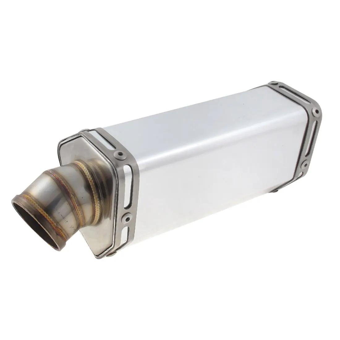 

X Autohaux 104Mm X 220Mm White Stainless Steel Hexagonal Exhaust Pipe Muffler For Motorcycle