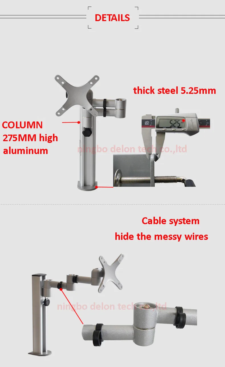 DM-6 10-27 дюймов, алюминиевый двойной кронштейн для ЖК-телевизора, Настольный кронштейн с поворотом на 360, настольная подставка для монитора vesa 75 100, вращающийся кронштейн