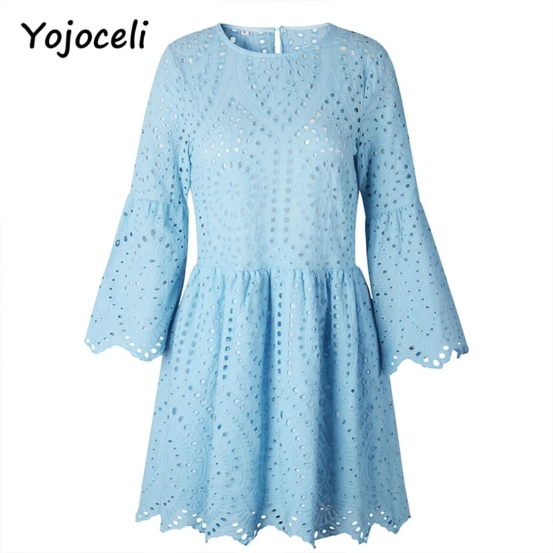Yojoceli/2018 летнее сексуальное кружевное платье для женщин круглый вырез