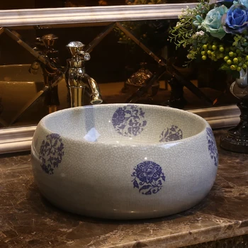 

Europe style chinese wash basin vessel sinks Jingdezhen Art Counter Top ceramic basin sink sink art washbasins round