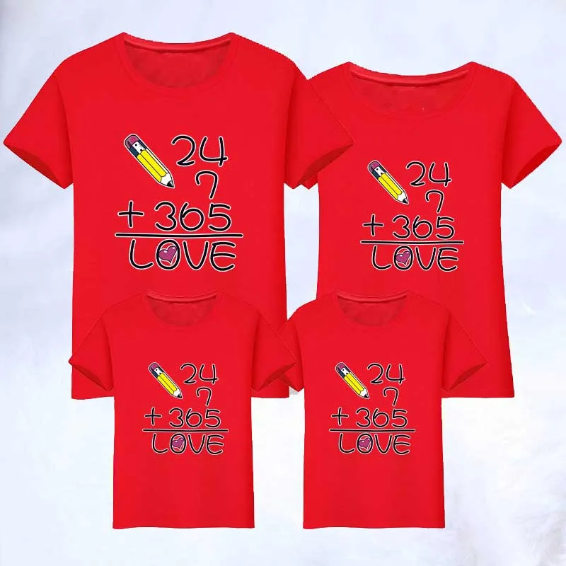 

T Shirt Family Father Son T-shirt Family Matching Outfits Family Look Printing LOVE Short-Sleeve Family Matching Clothes Numeral